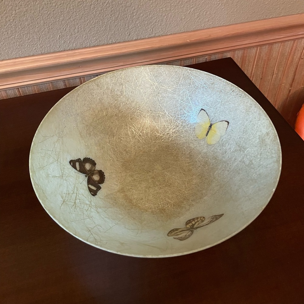 MCM Fiberglass Butterfly Bowl. 12 inches across top 3 3/4 inches tall